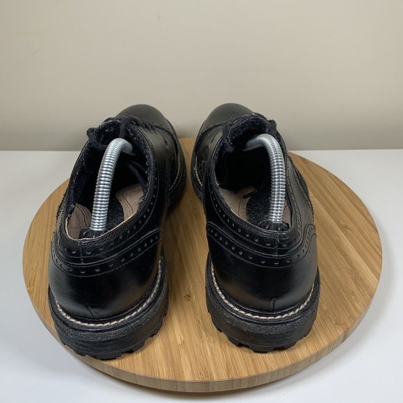 Woolrich Shoes Leather Mens 10 Oxford Leather Black Lace Up Rubber Sole Cap Toe - Picture 4 of 8